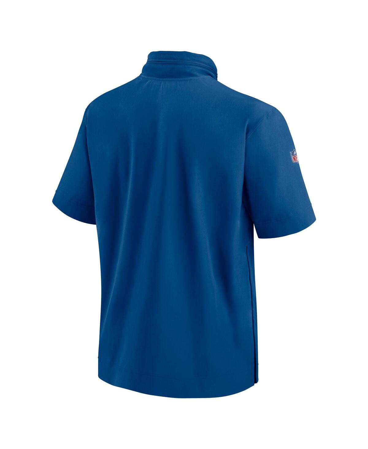 Nike Men'sIndianapolis Colts 2024 Sideline Coach Short Sleeve Half-Zip Hoodie Jacket - Royal, White