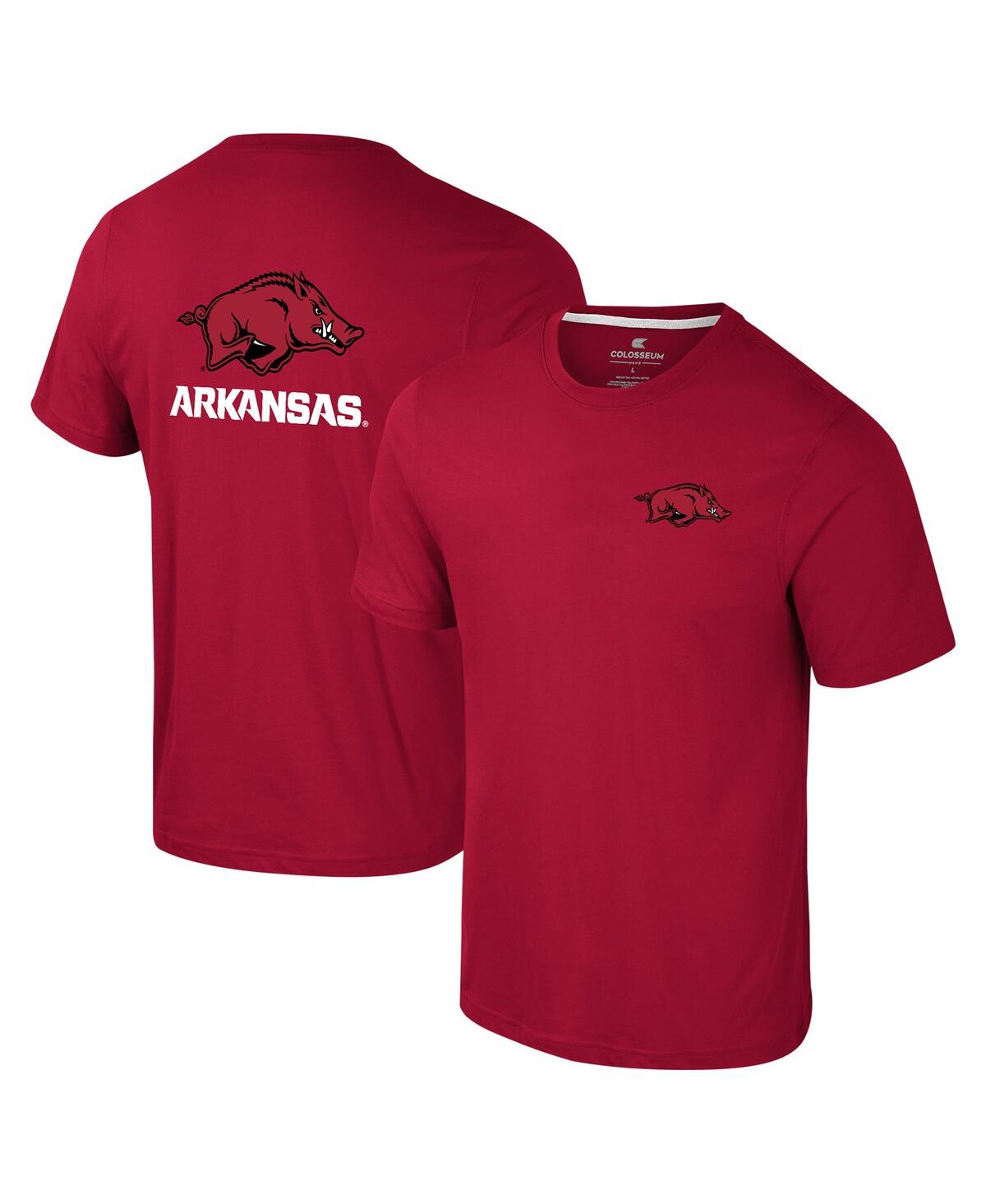Men's Cardinal Arkansas Razorbacks Logo Lockup 2-Hit Active Blend T-Shirt - Cardinal