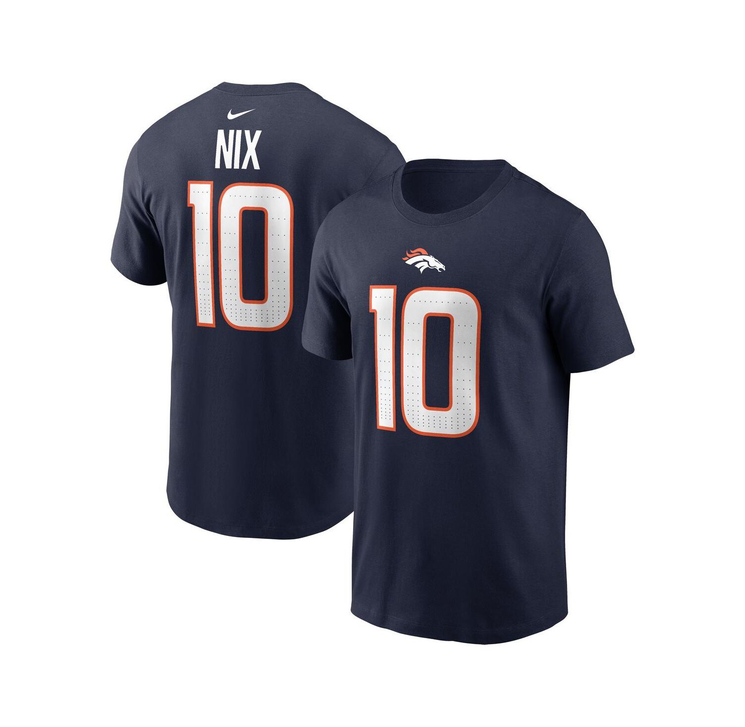 Men's Bo Nix Navy Denver Broncos 2024 NFL Draft Player Name & Number T-Shirt