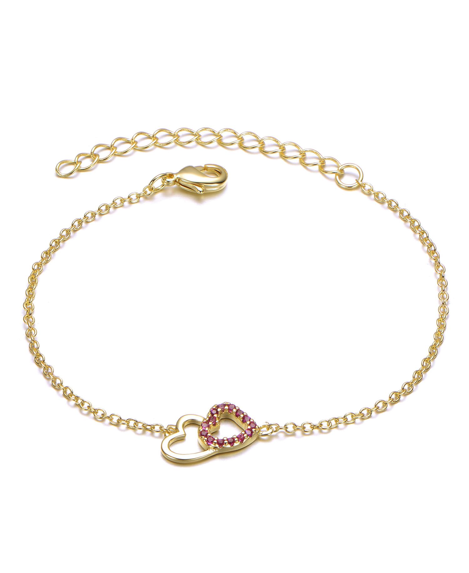Kids 14K Gold Plated Cubic Zirconia Heart Entwined Bracelet