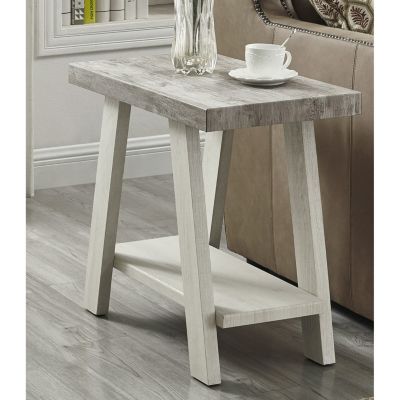 Two-Tone Wood Shelf Side Table in Weathered