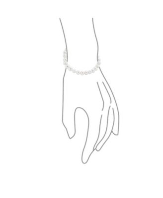 Classic Simple 7.5-8 MM White Freshwater Cultured Pearl Hand Knotted Strand Bracelet Sterling Silver 7 Inch