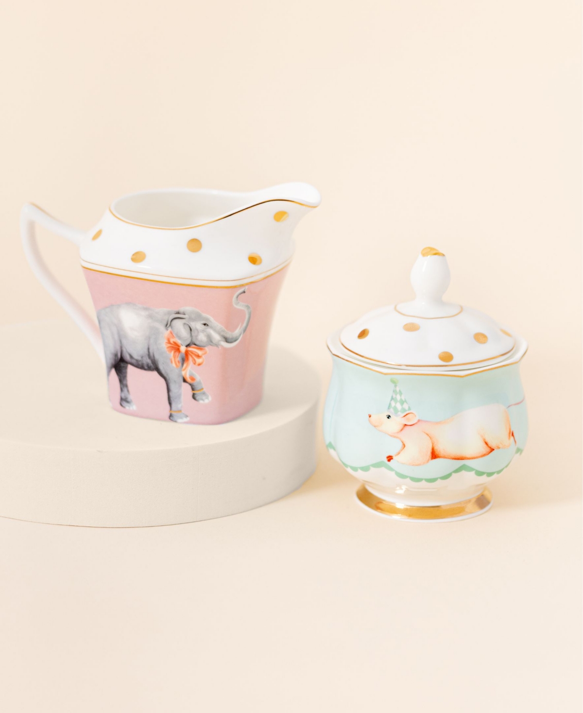 YVONNE ELLEN ELEPHANT MILK JUG AND MOUSE SUGAR POT SET 