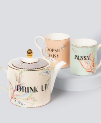 Floral Teapot and 2 Small Mugs Set