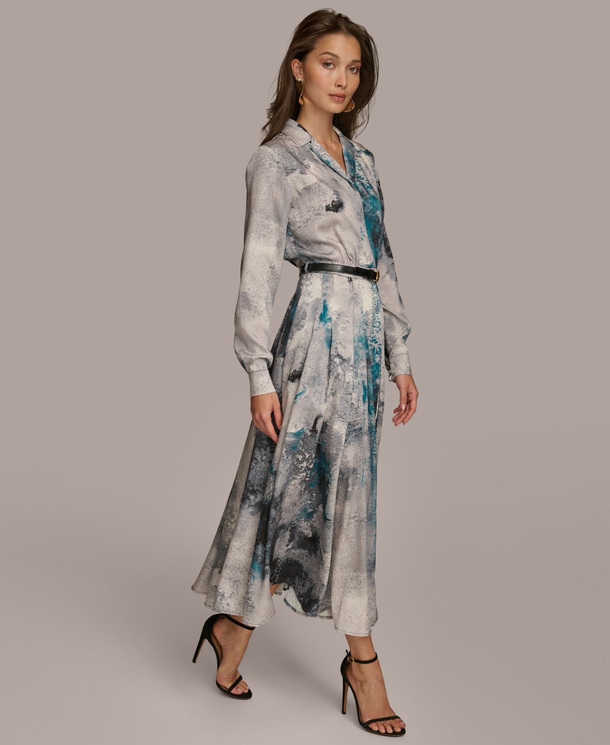 Donna Karan Women's Printed Belted Shirtdress