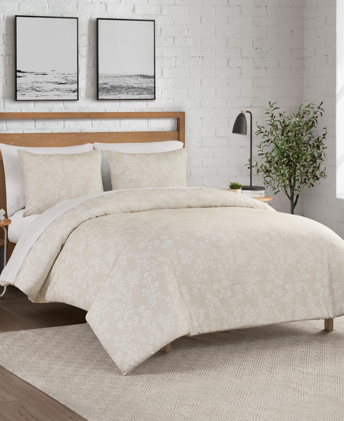 Lucky Brand Ava Floral Jacquard 3-pc. Duvet Cover Set, Full/queen In Beige Floral