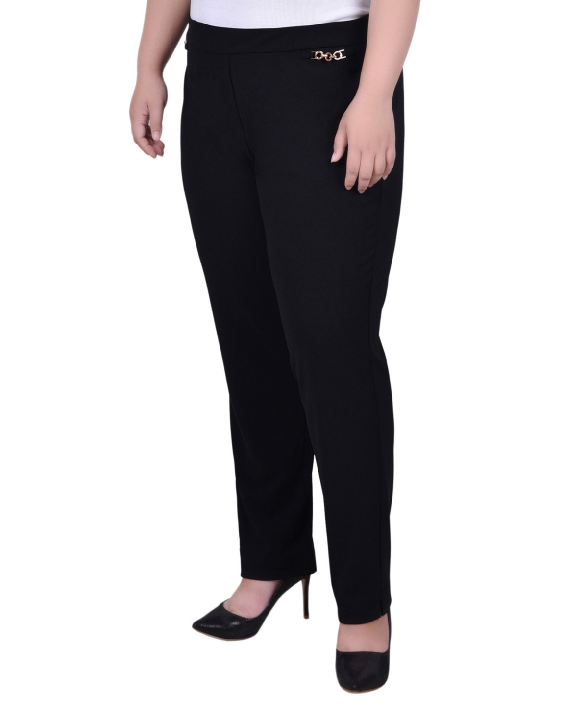 NY COLLECTION PLUS SIZE SCUBA CREPE ANKLE PANT 