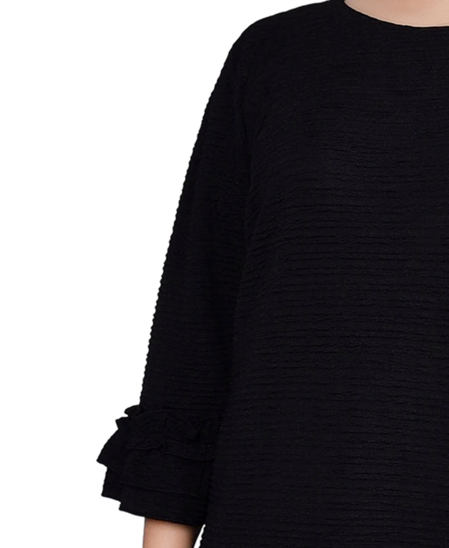 Женское платье NY Collection Plus Size 3/4 Length Sleeve Textured Knit, цвет: Чёрный — фото 4
