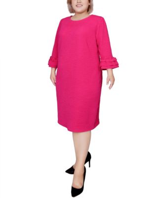 Plus Size 3/4 Length Sleeve Textured Knit Dress