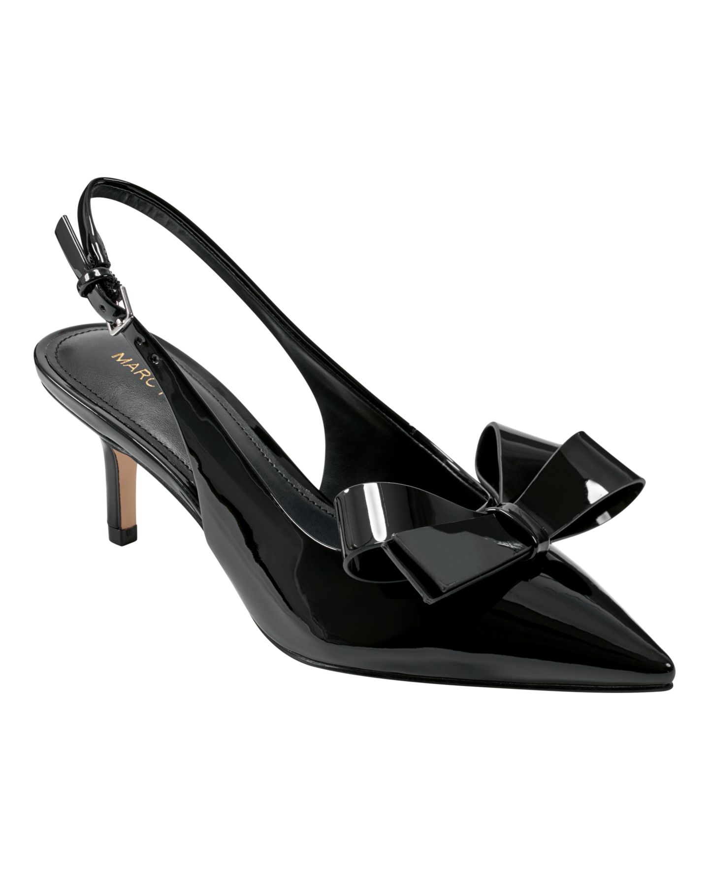 Женские туфли Marc Fisher Allon Bow Slingback Pumps, цвет: Чёрный лаковый — фото 1