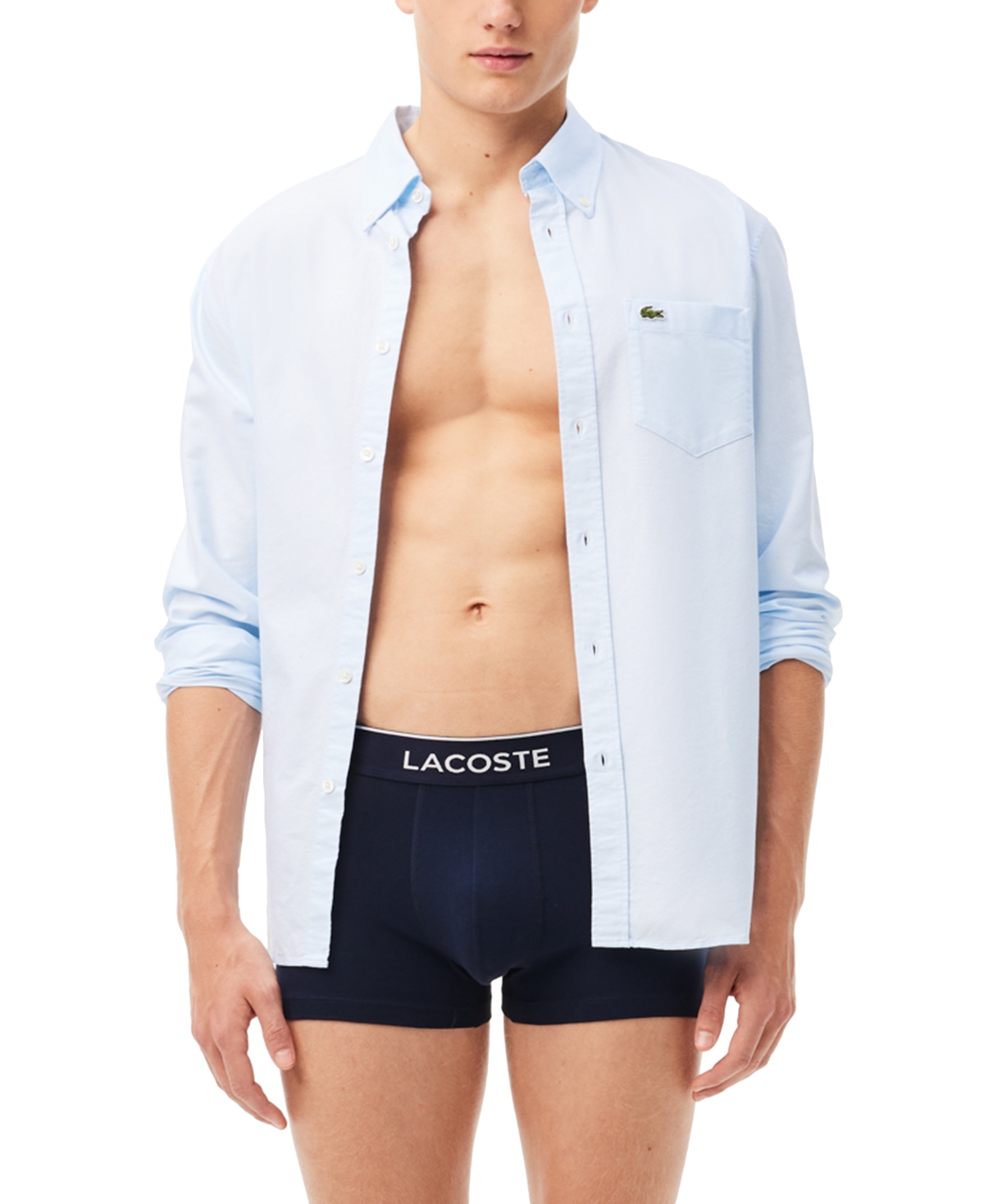 LACOSTE MEN'S 3-PACK REGULAR-FIT LOGO WAISTBAND TRUNK UNDERWEAR
