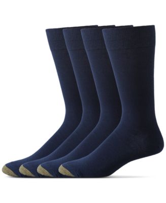 Gold Toe Men's 4-Pack Dress Flat Knit Crew Socks, Created for Macy's - Navy
