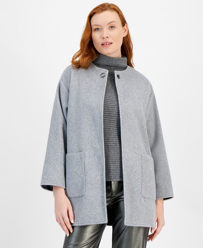 Anne Klein Women s Felt Topper Jacket Light Heather Grey Size XXS