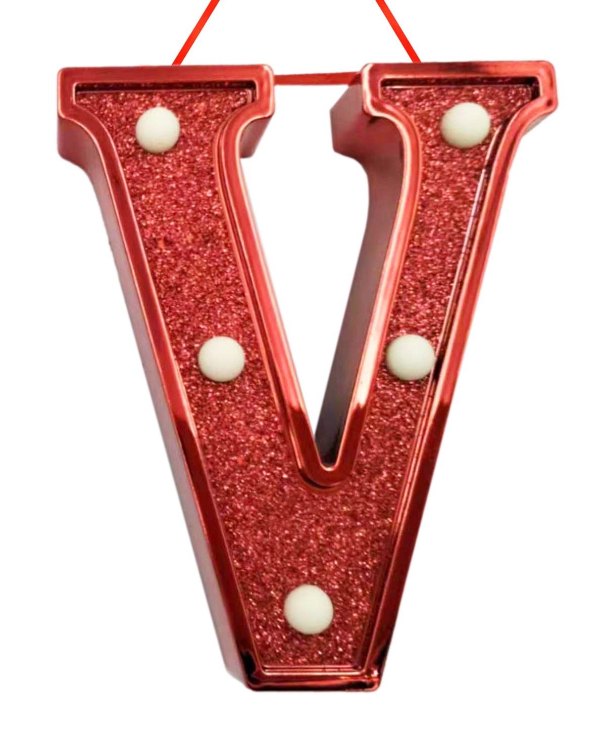 Ganz Light Up Initial Red Glitter Ornament In Red