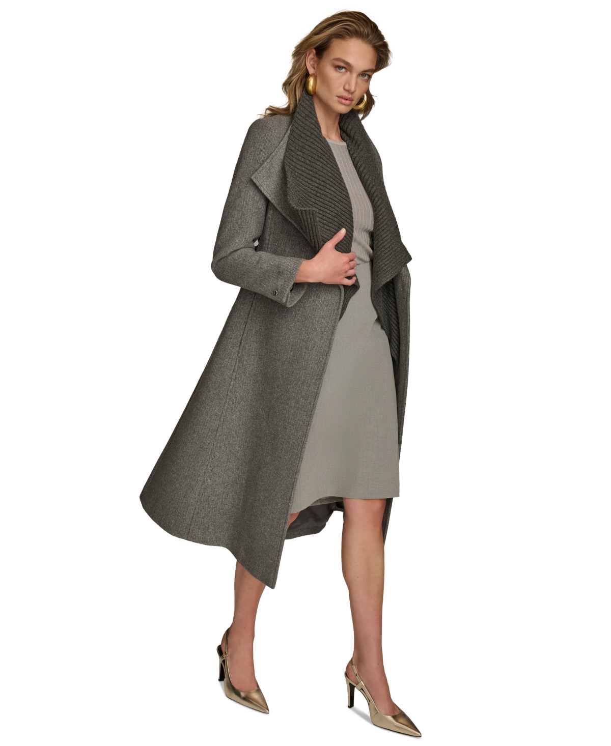 Donna Karan New York Women's Belted Wing-Collar Coat