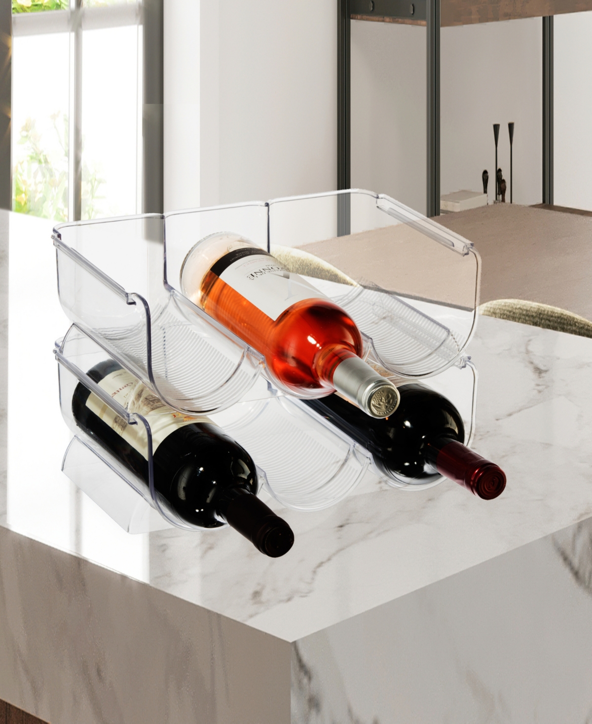 OGGI SET OF 2 STACKABLE BOTTLE RACKS 