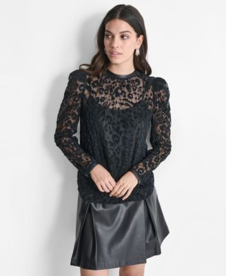 DKNY - Women's Long Sleeve Lace Blouse