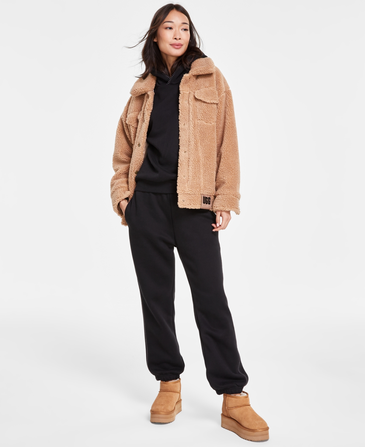 Ugg Women's Frankie Sherpa Fleece Trucker Jacket In Natural