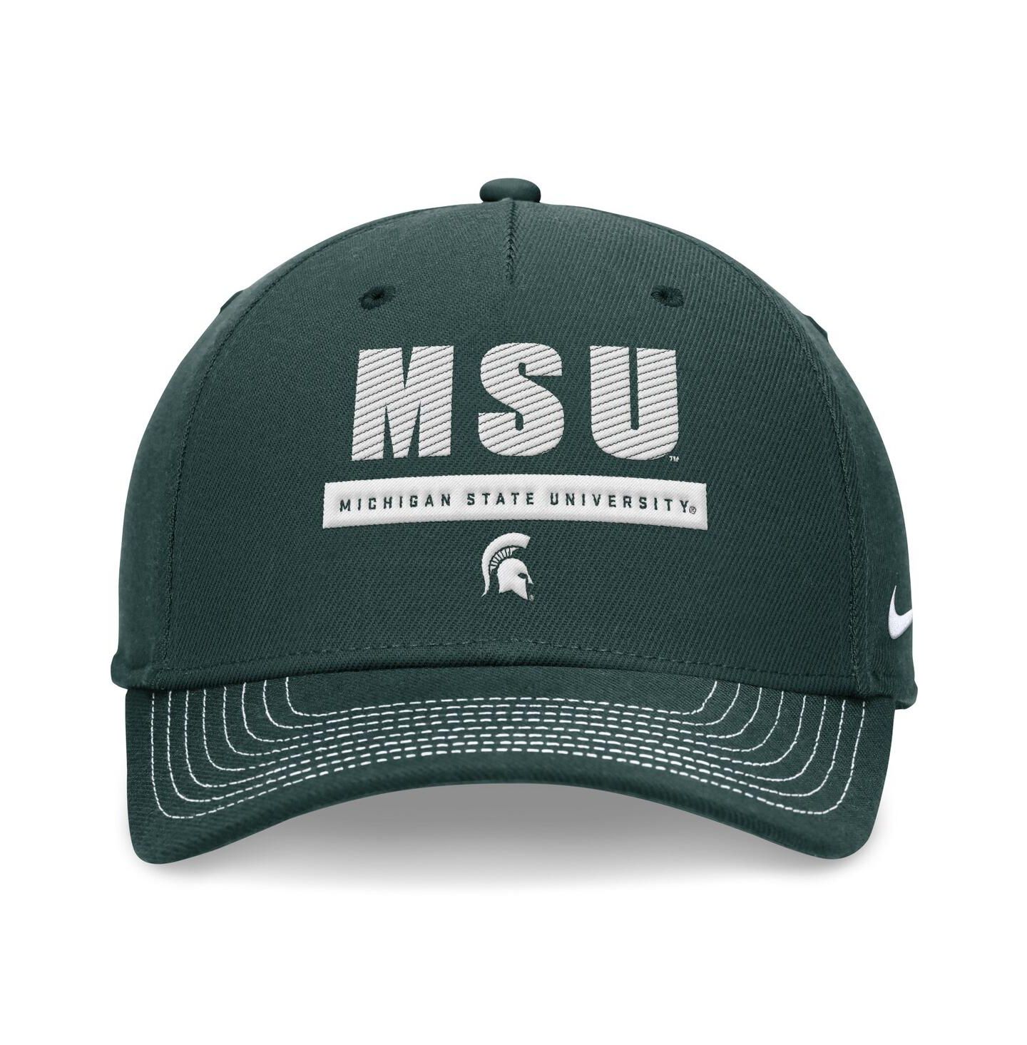 Кепка Nike Green Michigan State Spartans 2024 Sideline Adjustable Hat — фото 4