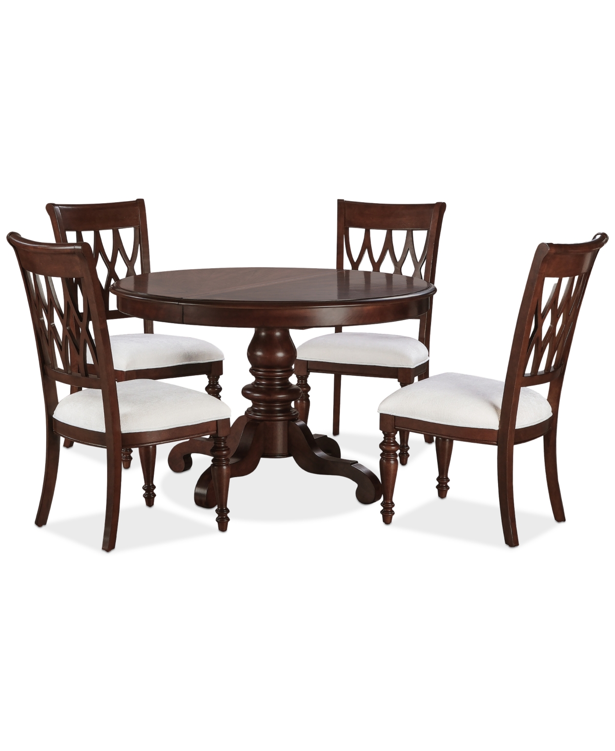 Macy's Daria 5-pc. Dining Set (round Table & 4 Upholstered Back Side Chairs), Created For  In Brown