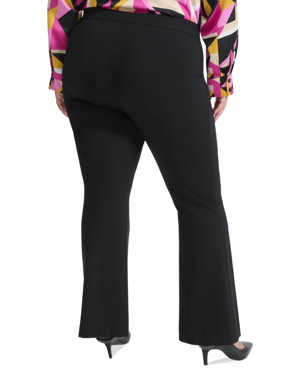 Karl Lagerfeld Paris Plus Size High Rise Zip Front Ponte Pants, Created for Macy's