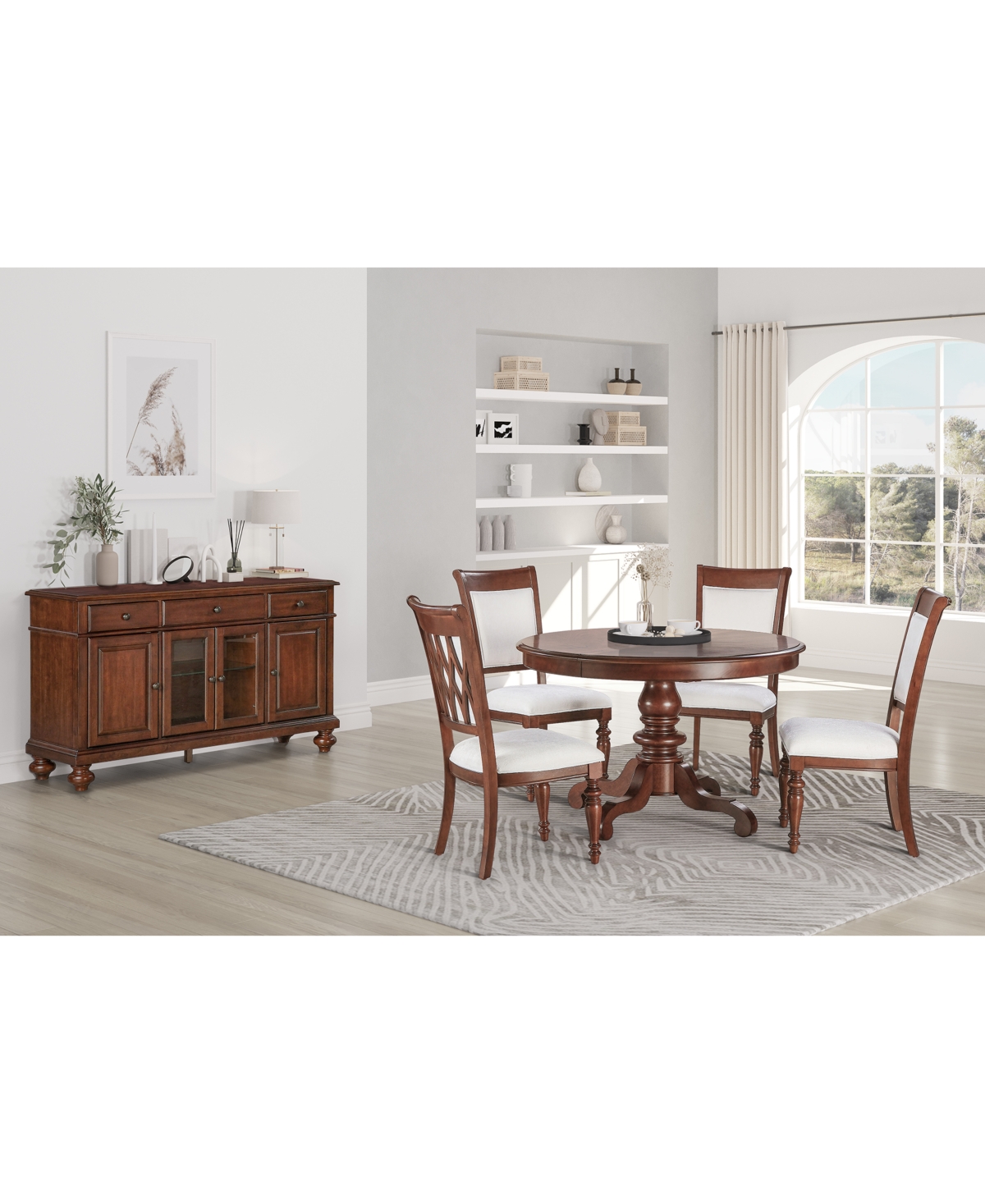 Macy's Daria 5-pc. Dining Set (round Table & 4 Upholstered Back Side Chairs), Created For  In Brown