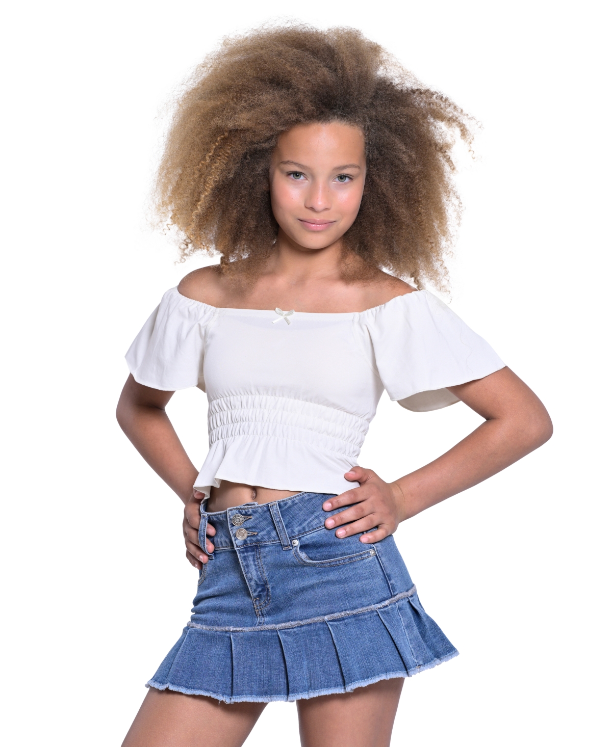 Image of With Jules Flutter Sleeve Top for Girls - Natural & Versatile