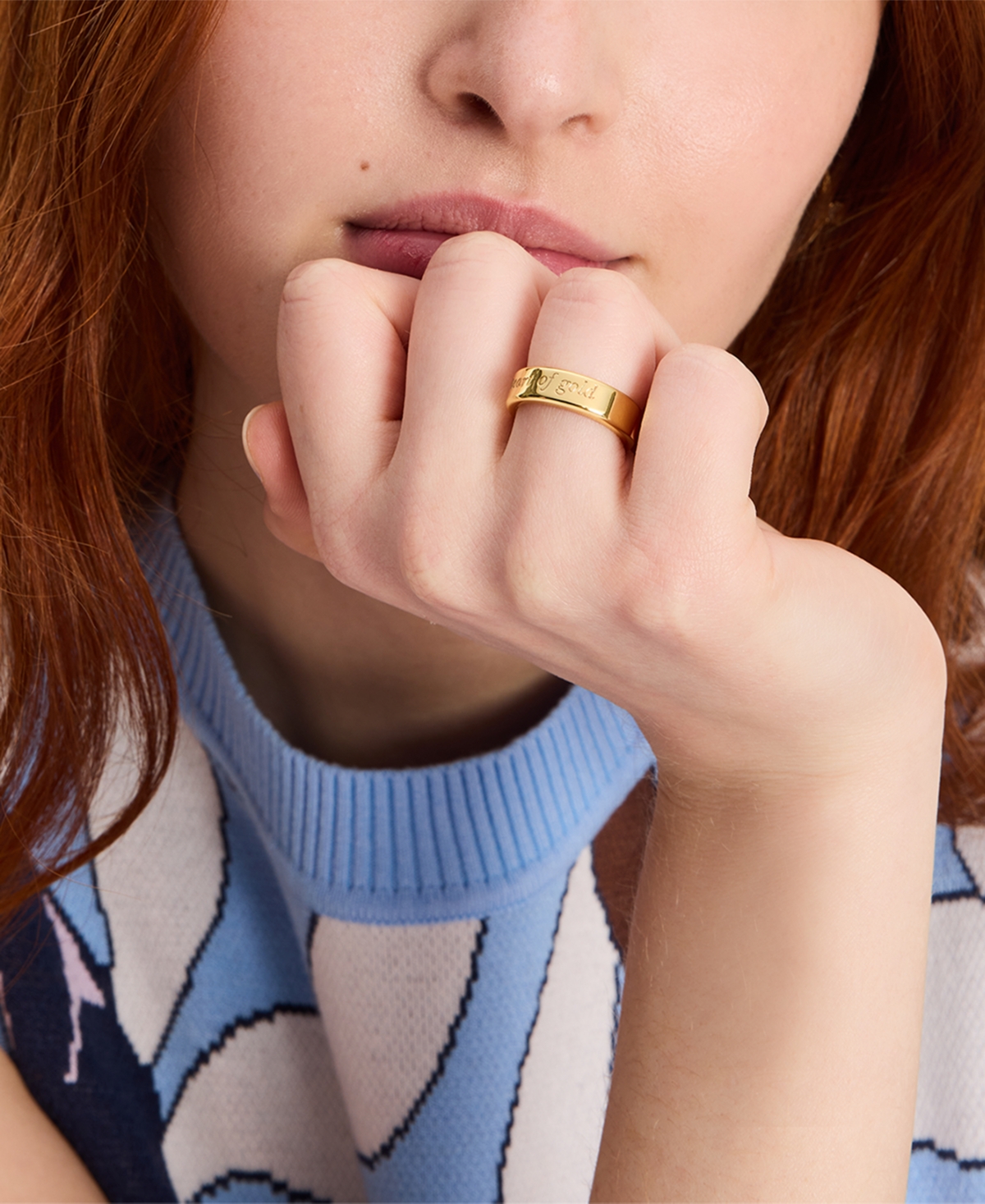 KATE SPADE ENGRAVED IDIOM SCRIPT BAND RING 