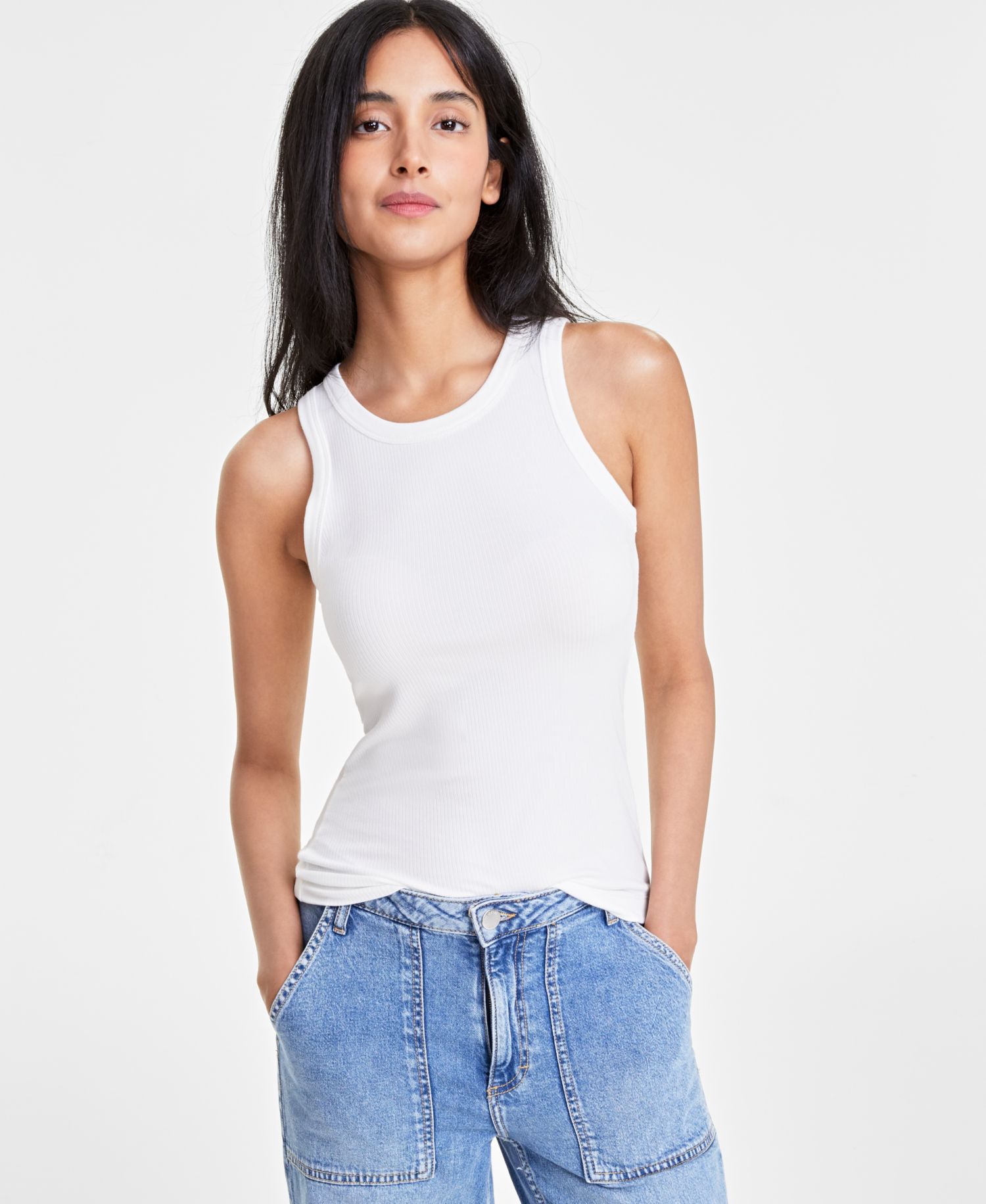 Women's Ribbed High-Neck Tank Top