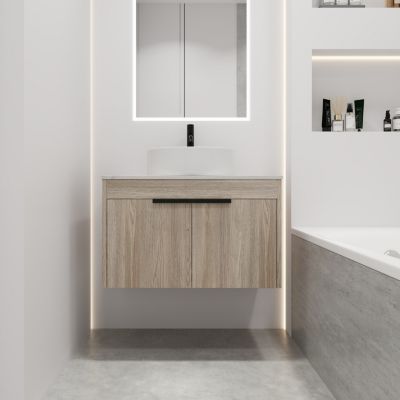 30" Modern Design Float Bathroom Vanity With Ceramic Basin Set