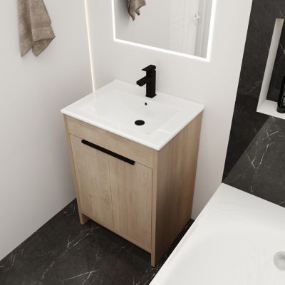 Streamdale Freestanding Vanity with White Sink & Soft-Close Doors