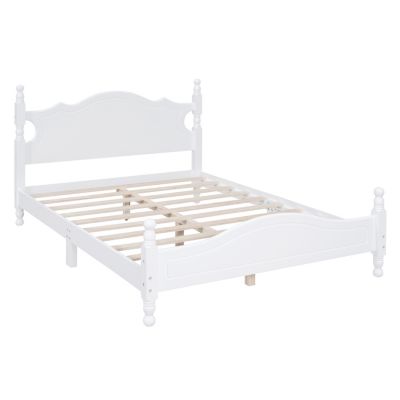 Full Size Wooden Platform Bed Frame with Slat Support