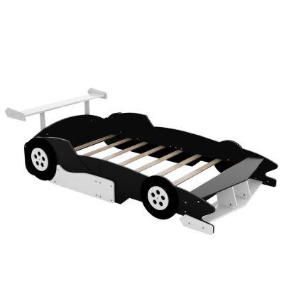 Full Size Race Car-Shaped Platform Bed With Wheels
