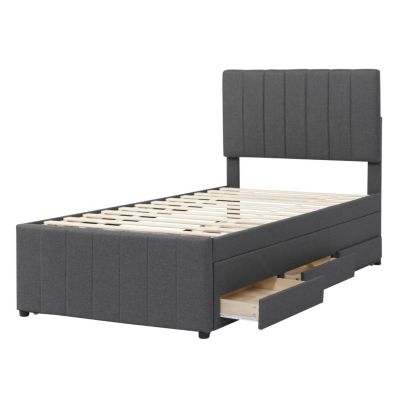 Upholstered Twin Platform Bed with Storage