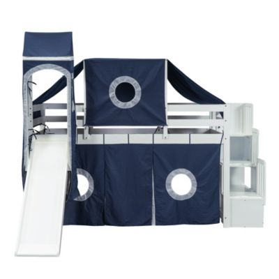 Twin Size Loft Bed with Tent and Tower