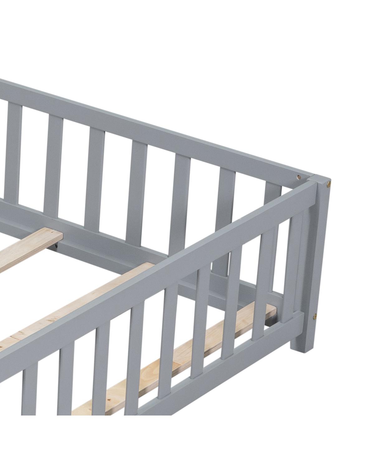 Simplie Fun Montessori Floor Bed for Toddlers: Grey Wood