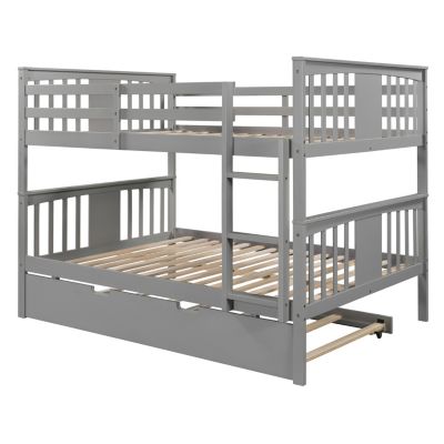 Streamdale Full Over Full Bunk Bed With Twin Size Trundle And Ladder