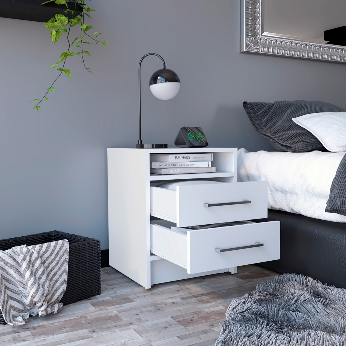 Streamdale Furniture Eter Nightstand, Superior Top, Two Drawers