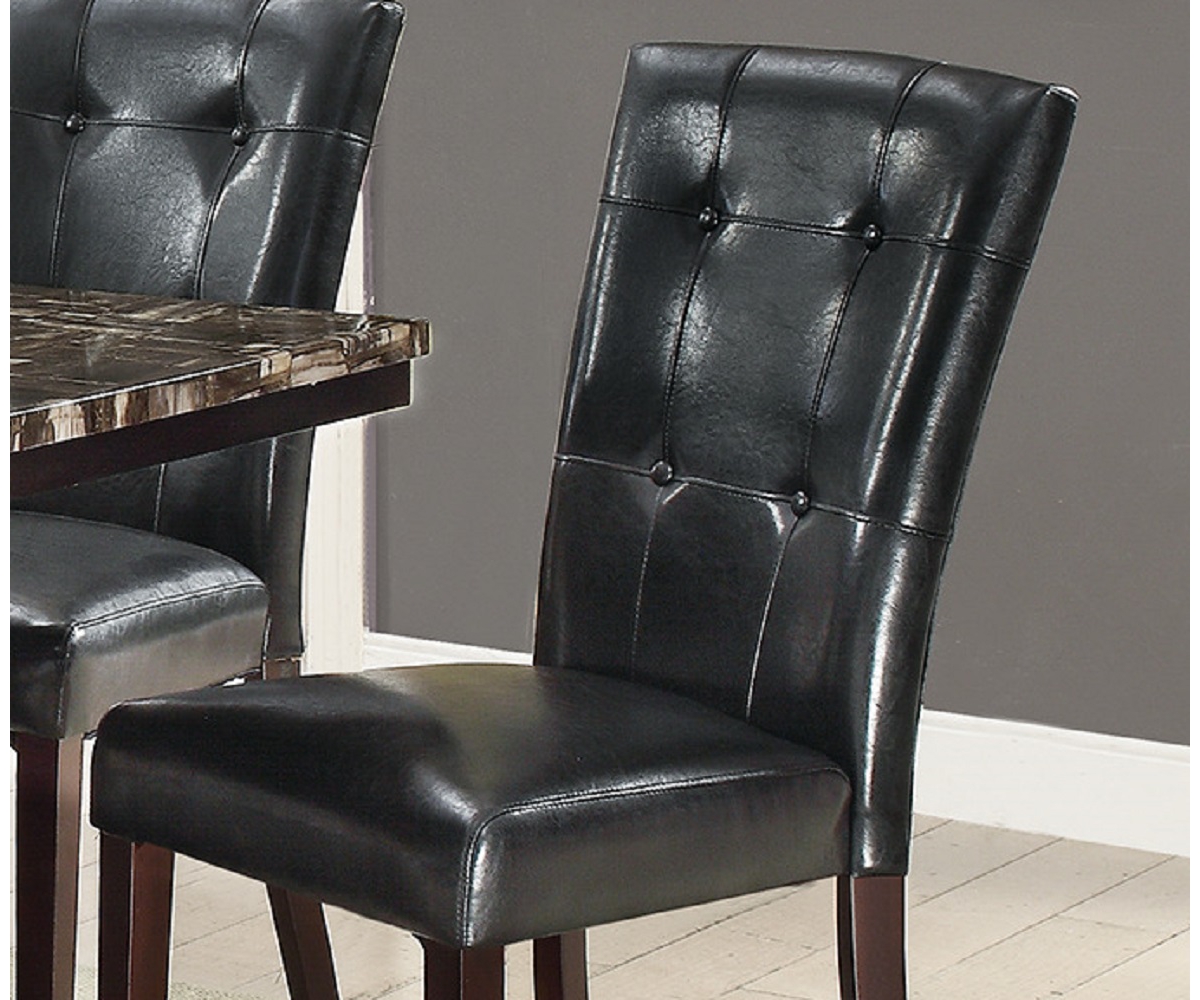 Streamdale Furniture Modern Parson ChairsFaux Leather Tufted Set Of Side Chairs Dining Seatings - Black