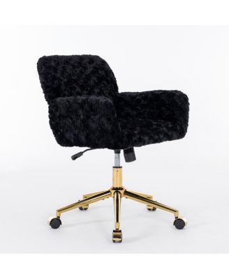 Adjustable Swivel Office Chair with Golden Metal Base