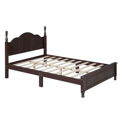 Streamdale White Retro Platform Bed with Wood Slats