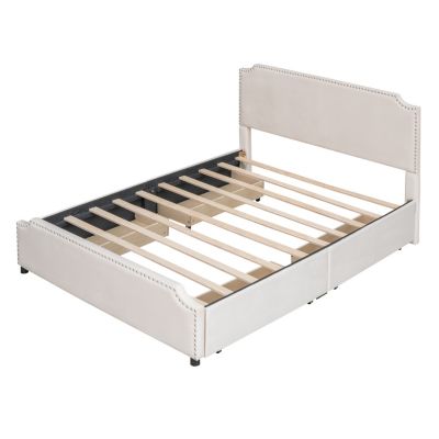 Streamdale Upholstered Platform Bed with Studded Headboard and Drawers
