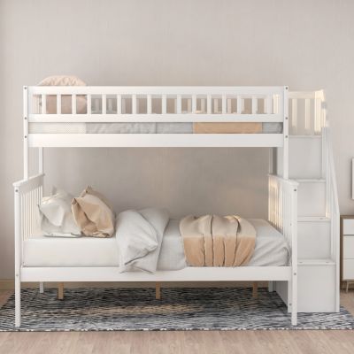 Streamdale Twin Over Full Stairway Bunk Bed With Storage