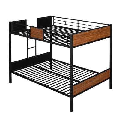Modern Steel Bunk Bed with Ladder and Safety Rail