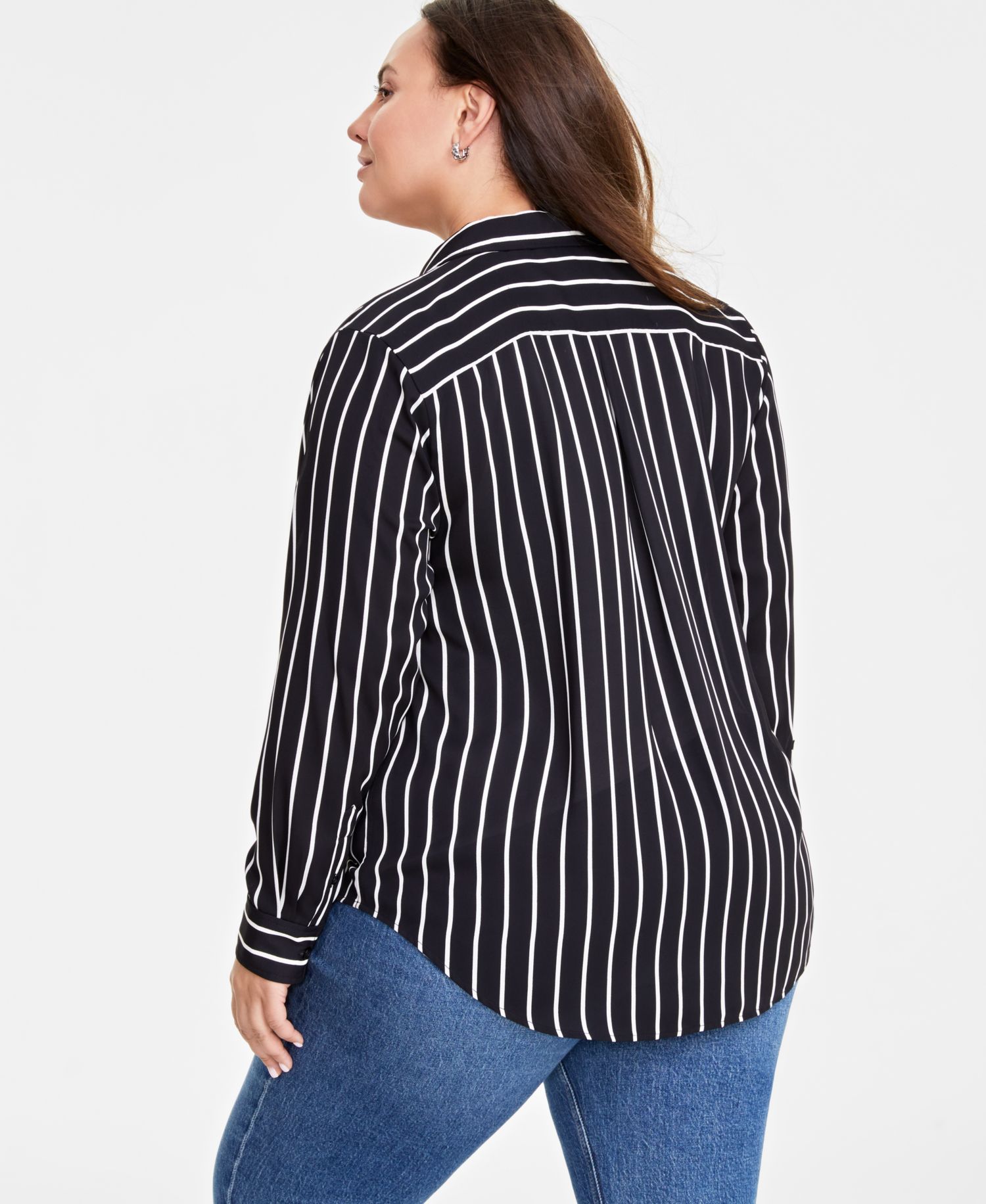 Trendy Plus Size Button-Front Crepe Shirt