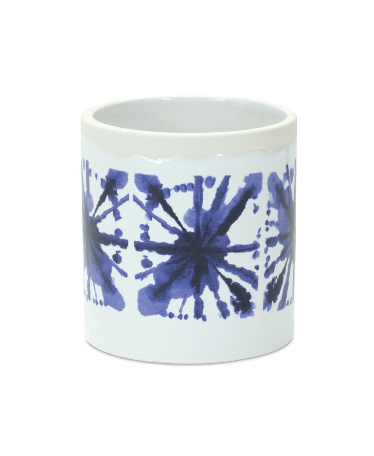 Slickblue Tie-dye Decorative Print Ceramic Pot (Set of 2) - Blue