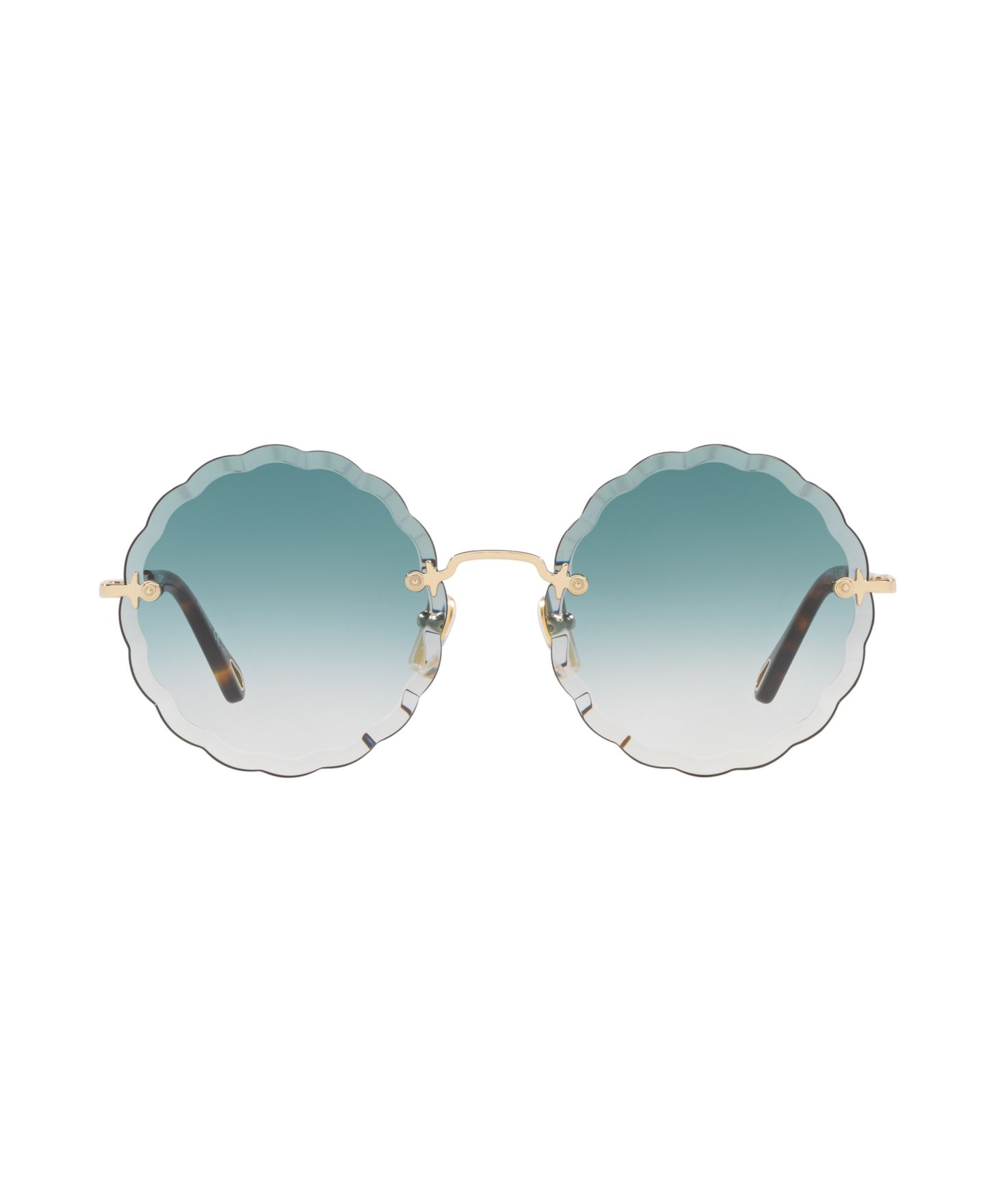 Женские солнцезащитные очки Chloe Round Etched Metal Sunglasses, CH0047S, цвет: Золотой коричневый — фото 8