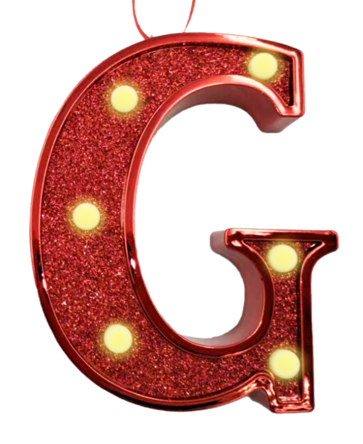 Ganz Light Up Initial Red Glitter Ornament In Red