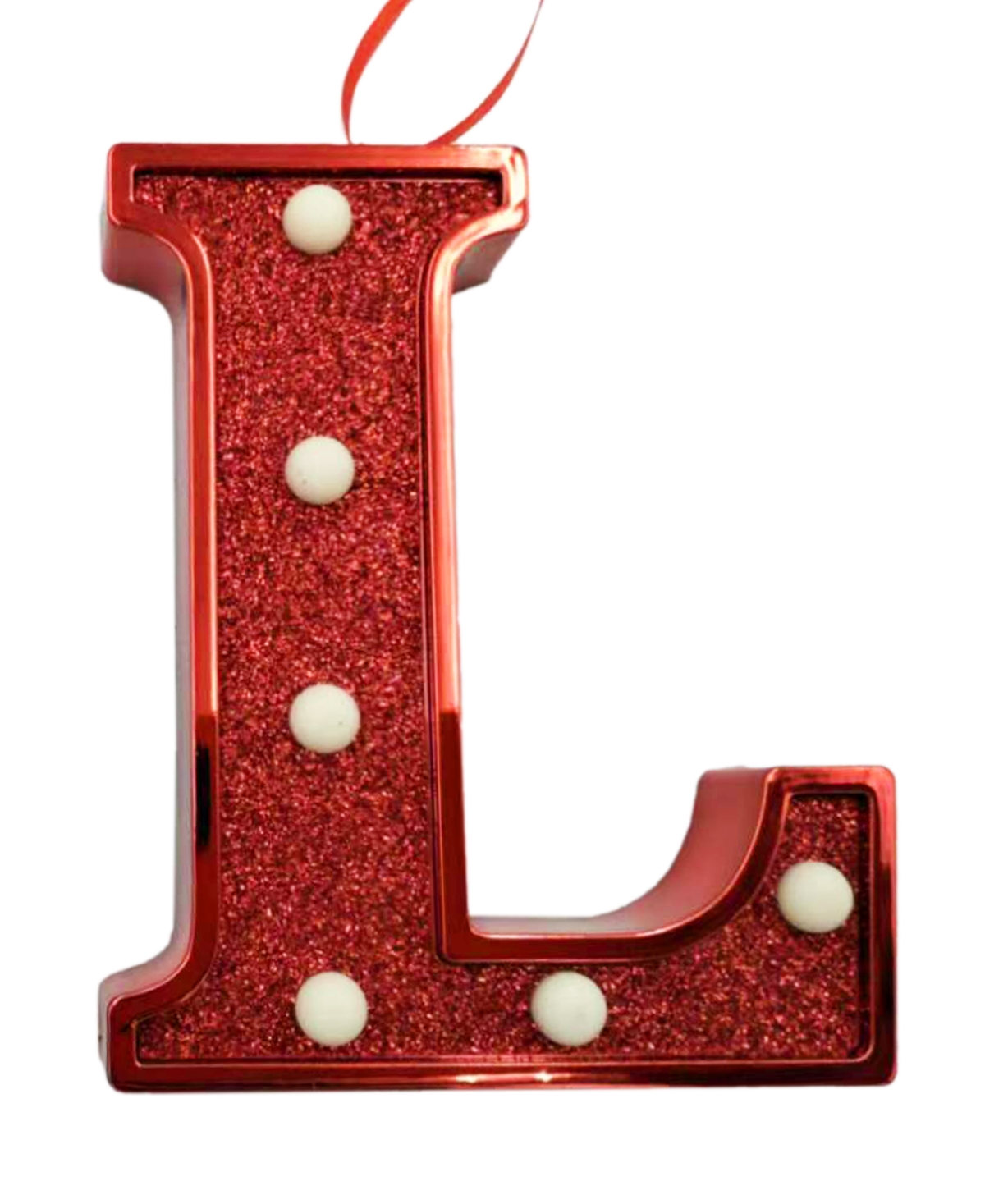 Ganz Light Up Initial Red Glitter Ornament In Red