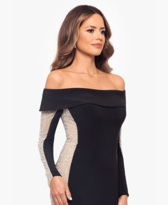 XSCAPE Women's Embellished Off-The-Shoulder Gown - Macy's